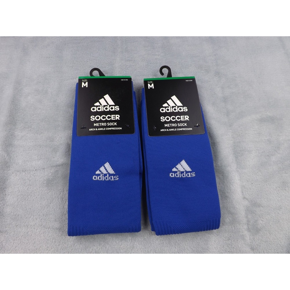 Adidas Soccer Metro Socks NWT Unisex Size M Bold Blue/White Over The‎ Calf